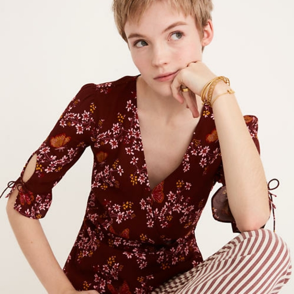 Madewell Tops - Madewell Tie-Sleeve Butterfly Wrap Top Size 2 NWT